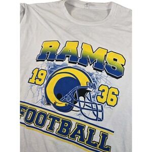 LA Rams White Long Sleeve T-Shirt Size XLarge Front, Back, Sleeve Hits